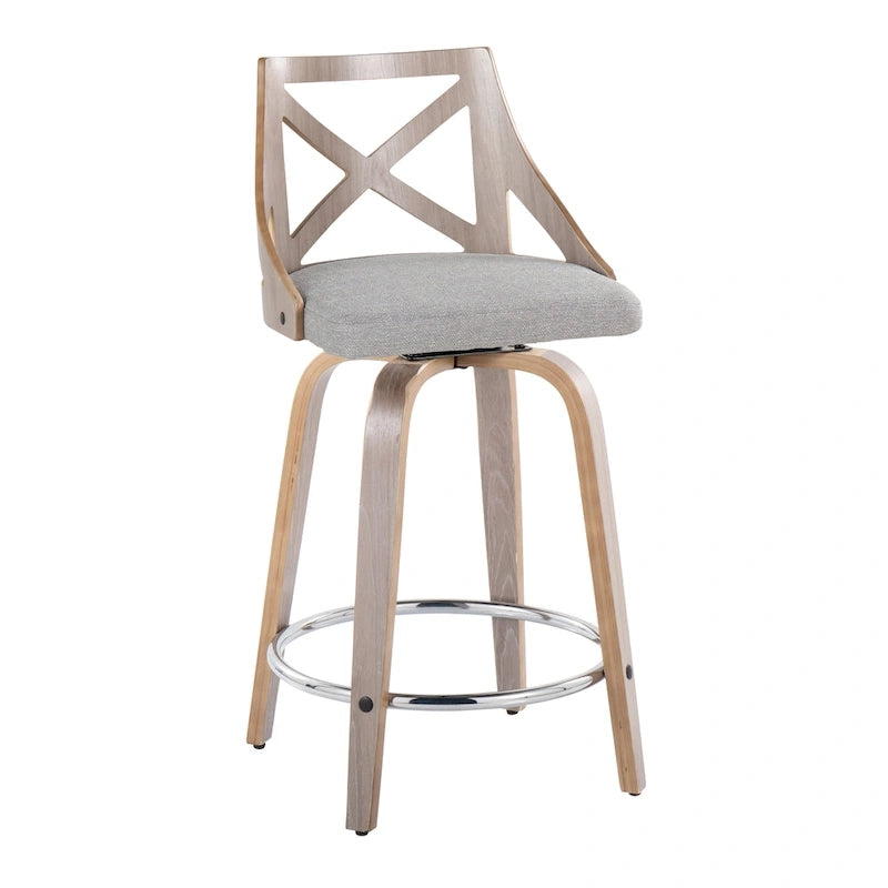 Charlotte 24 Sgabello da bancone ad altezza fissa con gambe in legno curvato (set da 2)
