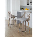 Charlotte 24 Sgabello da bancone ad altezza fissa con gambe in legno curvato (set da 2)
