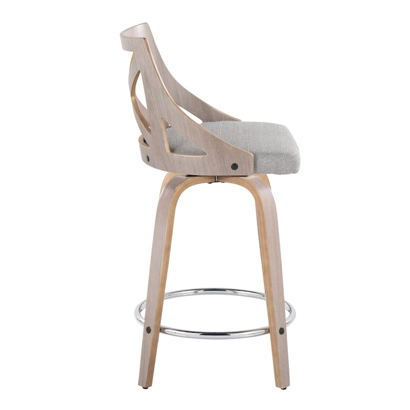 Charlotte 24 Sgabello da bancone ad altezza fissa con gambe in legno curvato (set da 2)