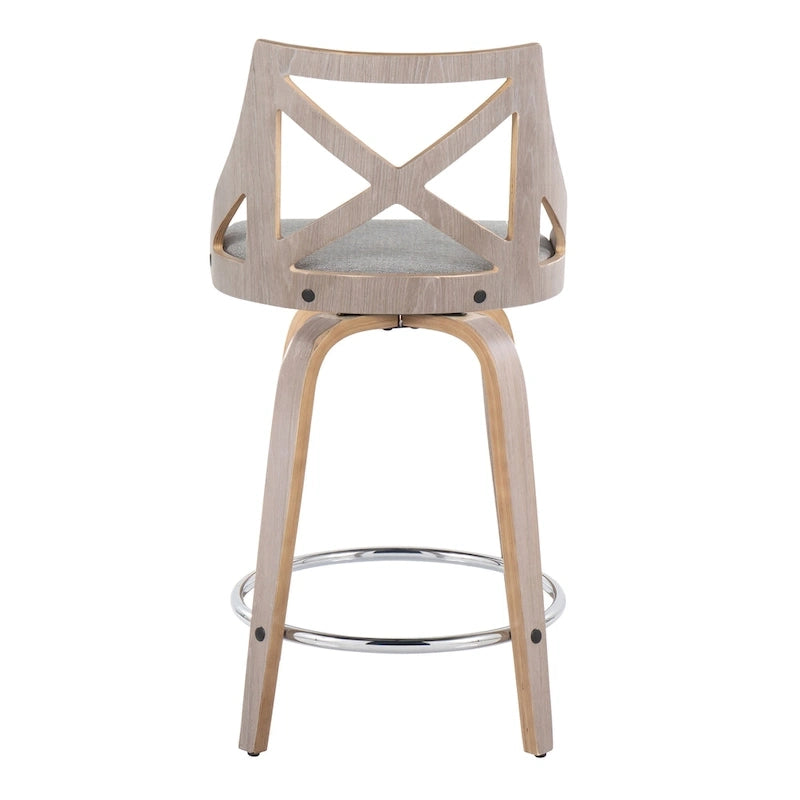 Charlotte 24 Sgabello da bancone ad altezza fissa con gambe in legno curvato (set da 2)