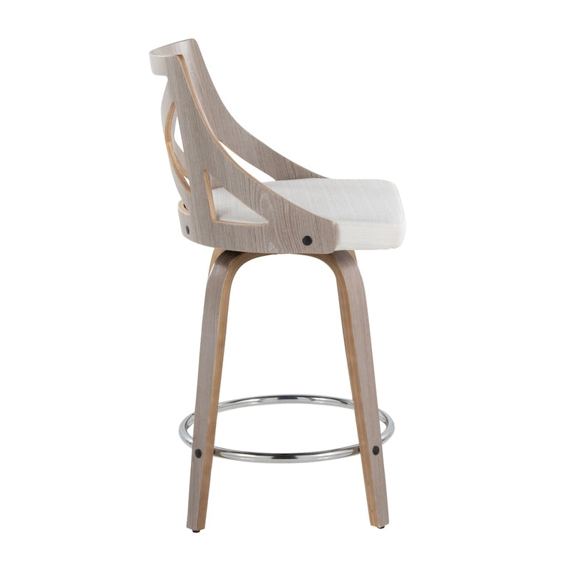 Charlotte 24 Sgabello da bancone ad altezza fissa con gambe in legno curvato (set da 2)