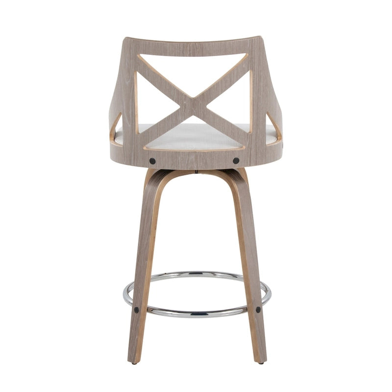 Charlotte 24 Sgabello da bancone ad altezza fissa con gambe in legno curvato (set da 2)