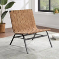 Calvo Woven Brown Leather Accent Chair by  