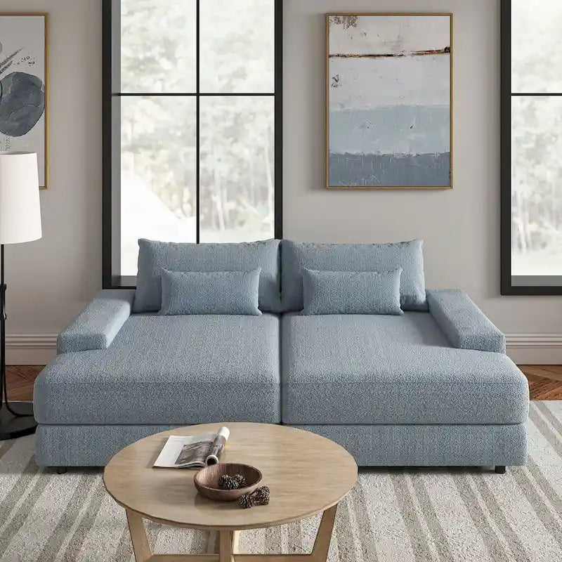 Divano Conradus Modren Oversize 57 con braccioli quadrati profondi di