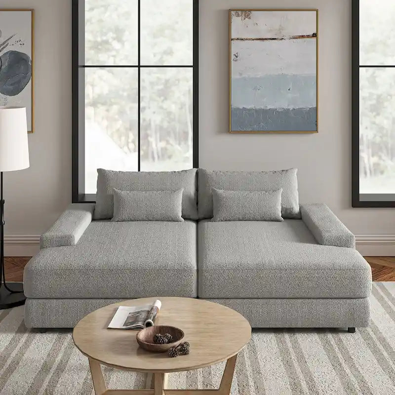 Divano Conradus Modren Oversize 57 con braccioli quadrati profondi di