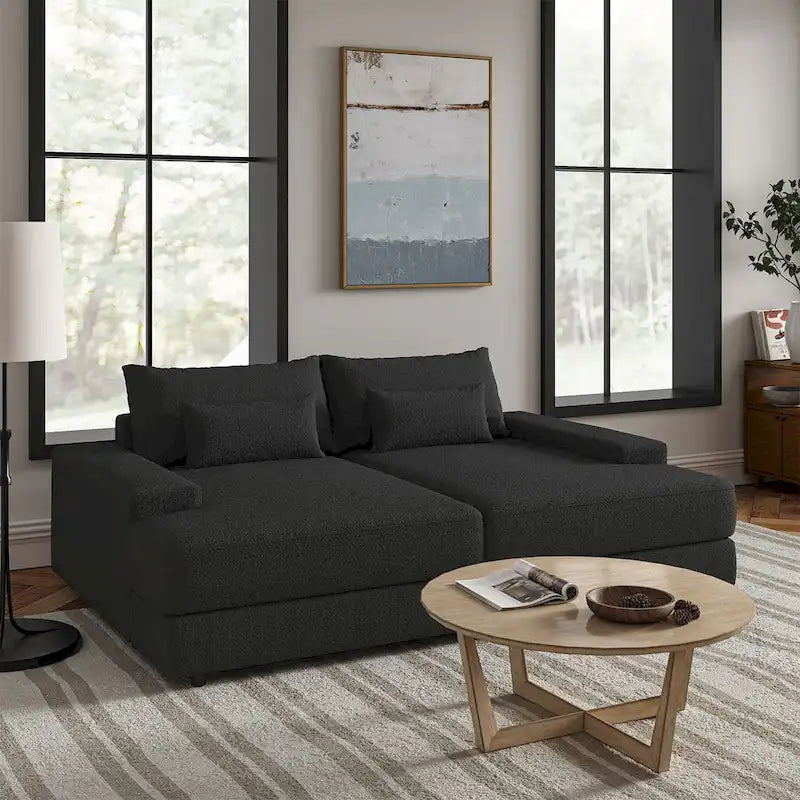 Divano Conradus Modren Oversize 57 con braccioli quadrati profondi di