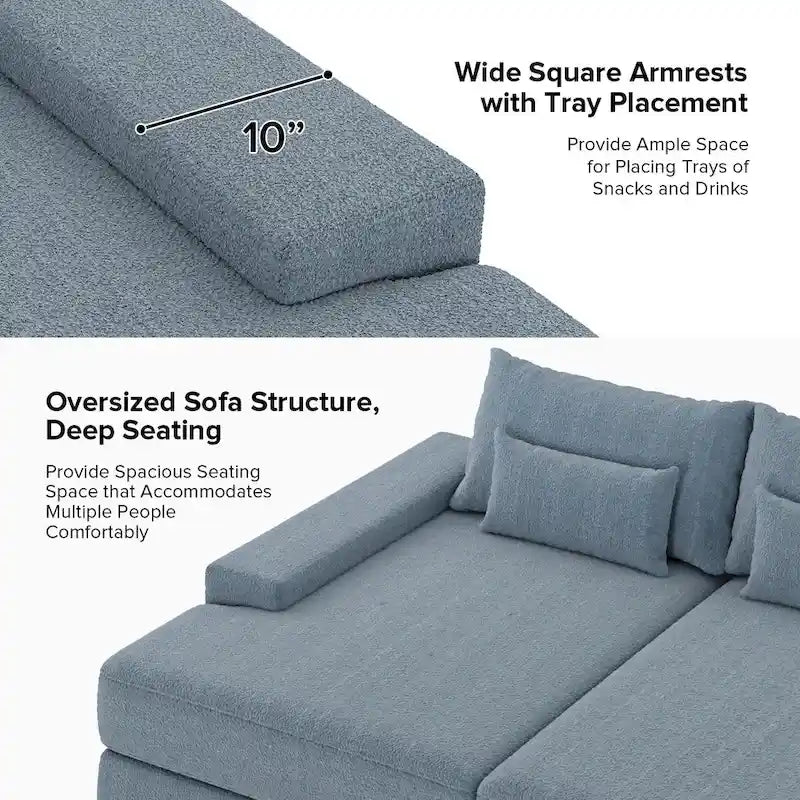 Divano Conradus Modren Oversize 57 con braccioli quadrati profondi di