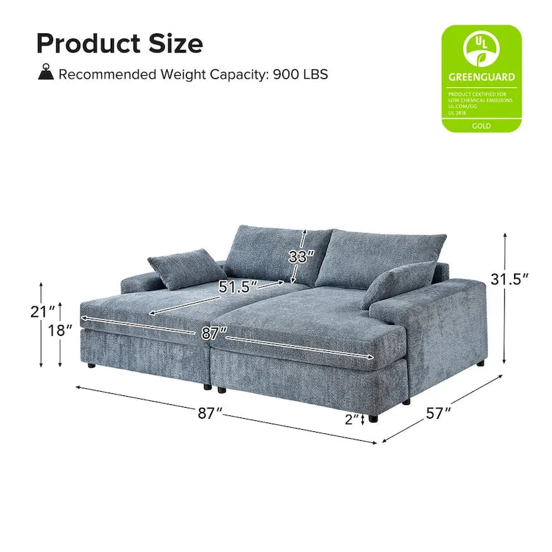 Divano Conradus Modren Oversize 57 con braccioli quadrati profondi di