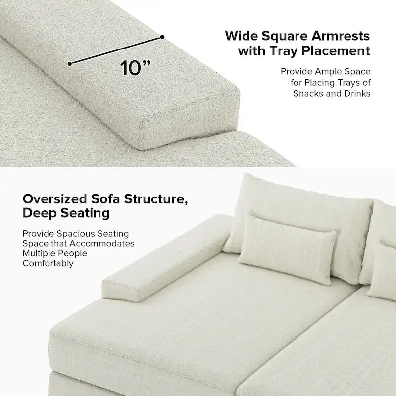 Divano Conradus Modren Oversize 57 con braccioli quadrati profondi di