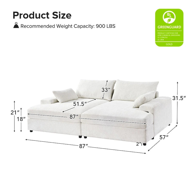 Divano Conradus Modren Oversize 57 con braccioli quadrati profondi di