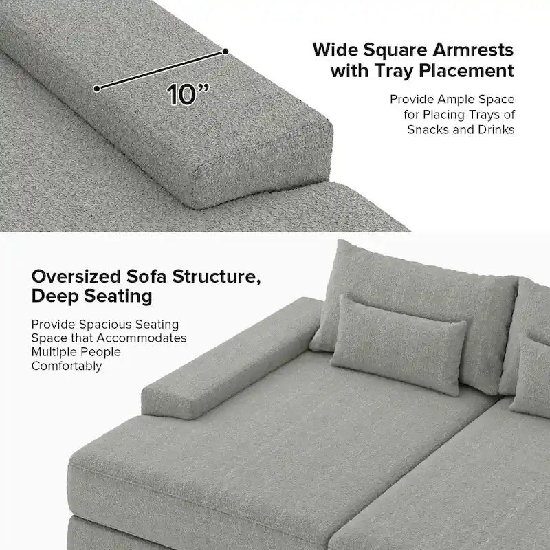 Divano Conradus Modren Oversize 57 con braccioli quadrati profondi di