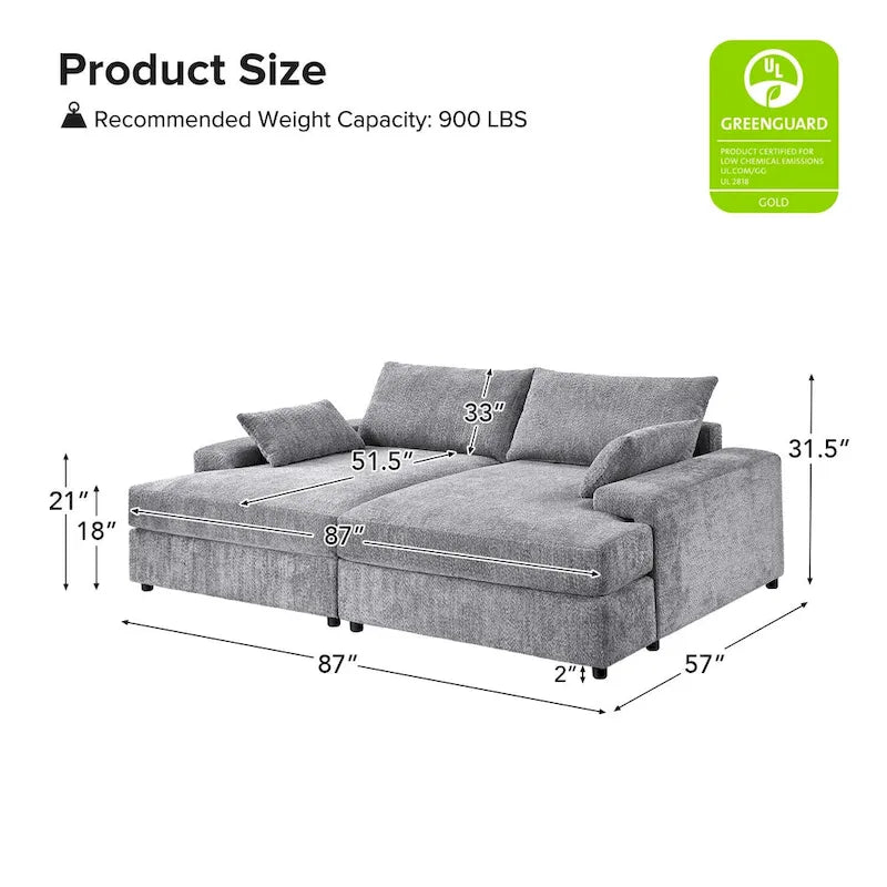 Divano Conradus Modren Oversize 57 con braccioli quadrati profondi di