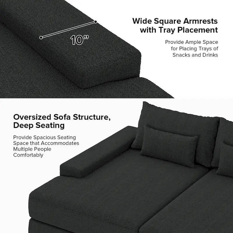 Divano Conradus Modren Oversize 57 con braccioli quadrati profondi di