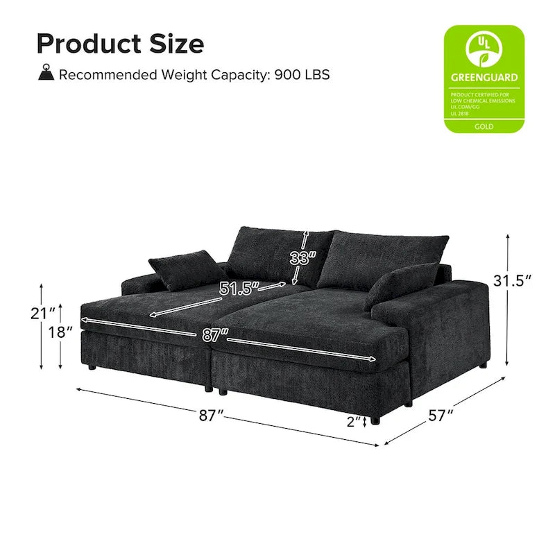 Divano Conradus Modren Oversize 57 con braccioli quadrati profondi di