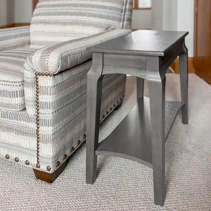 Tavolino Stretto in Legno Grigio per Poltrona