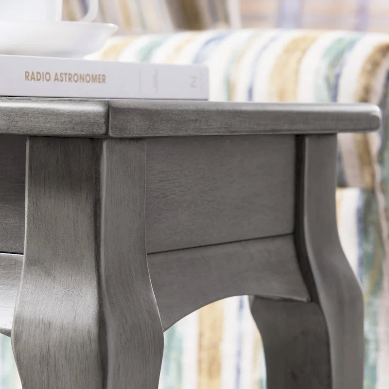 Tavolino Stretto in Legno Grigio per Poltrona