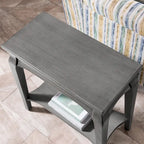 Tavolino Stretto in Legno Grigio per Poltrona