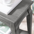 Tavolino Stretto in Legno Grigio per Poltrona