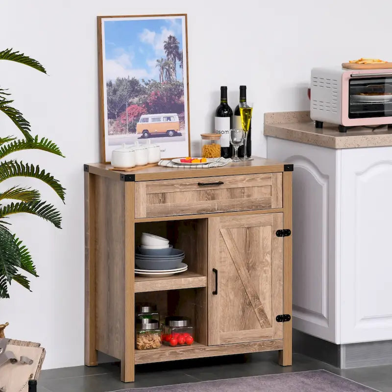 Mobile contenitore rustico con anta a scomparsa/Madia moderna stile "farmhouse" per cucina e sala da pranzo