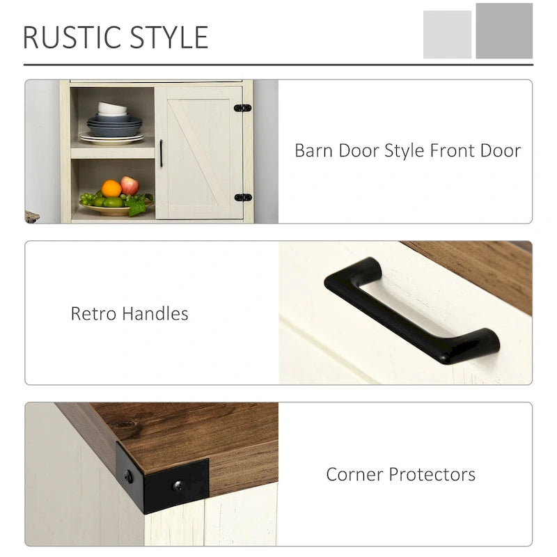 Mobile contenitore rustico con anta a scomparsa/Madia moderna stile "farmhouse" per cucina e sala da pranzo