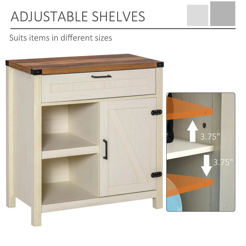 Mobile contenitore rustico con anta a scomparsa/Madia moderna stile "farmhouse" per cucina e sala da pranzo