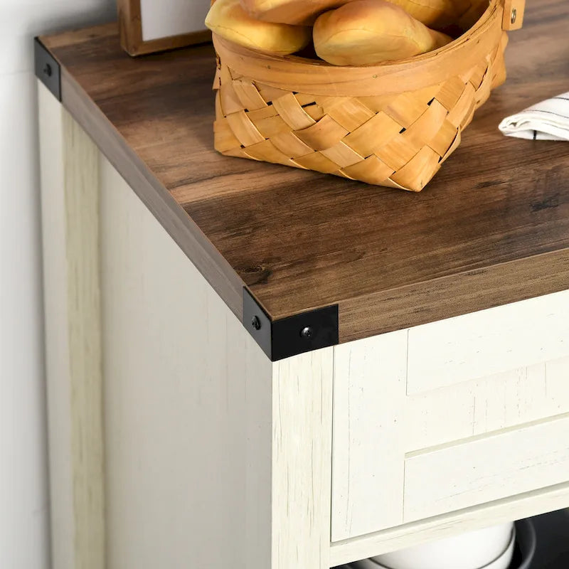 Mobile contenitore rustico con anta a scomparsa/Madia moderna stile "farmhouse" per cucina e sala da pranzo