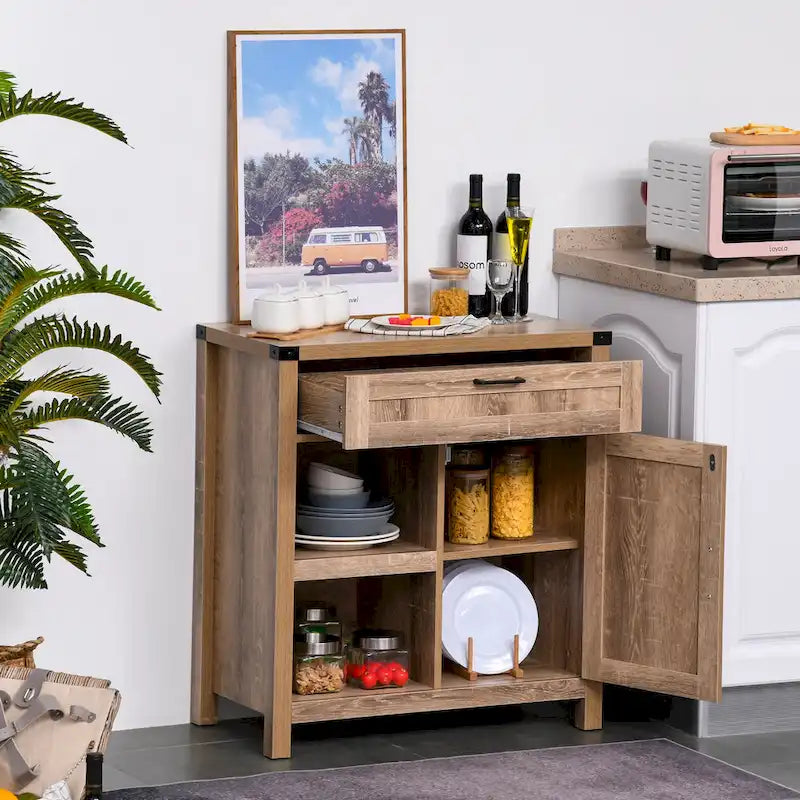 Mobile contenitore rustico con anta a scomparsa/Madia moderna stile "farmhouse" per cucina e sala da pranzo