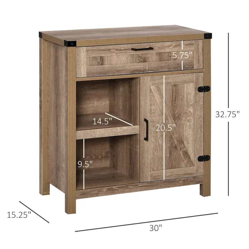 Mobile contenitore rustico con anta a scomparsa/Madia moderna stile "farmhouse" per cucina e sala da pranzo