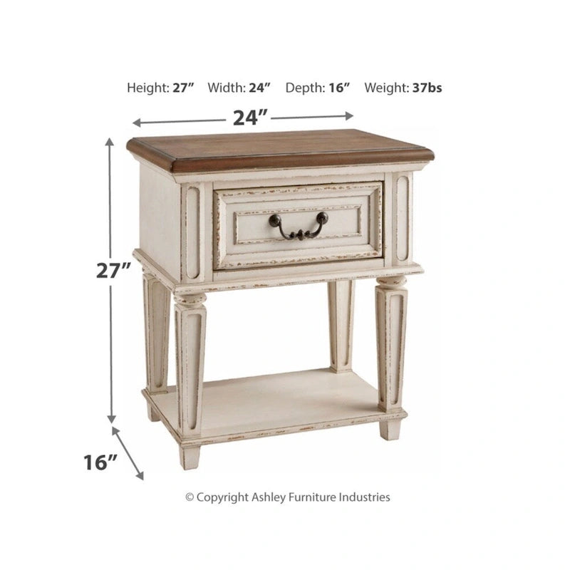   Nettle Bank 1-drawer Chipped White and Brown Wood Nightstand