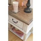Comodino Nettle Bank a 1 cassetto in legno marrone e bianco anticato