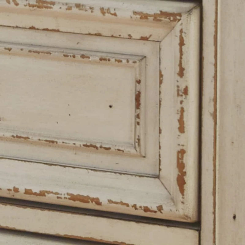 Comodino Nettle Bank a 1 cassetto in legno marrone e bianco anticato