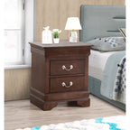 Comodino tradizionale Louis Philippe in legno con 2 cassetti