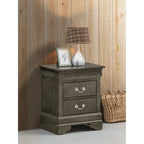 Comodino tradizionale Louis Philippe in legno con 2 cassetti