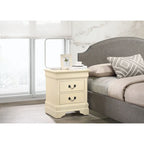 Comodino tradizionale Louis Philippe in legno con 2 cassetti