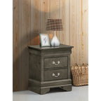 Comodino tradizionale Louis Philippe in legno con 2 cassetti