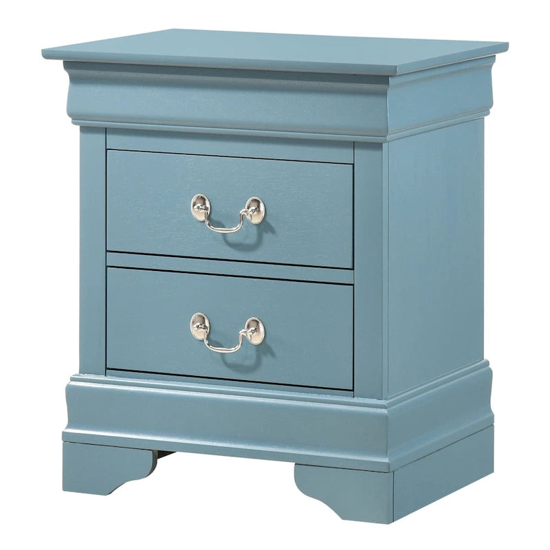 Comodino tradizionale Louis Philippe in legno con 2 cassetti