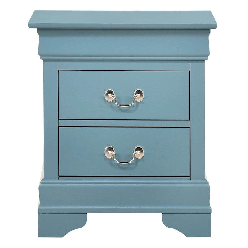 Comodino tradizionale Louis Philippe in legno con 2 cassetti