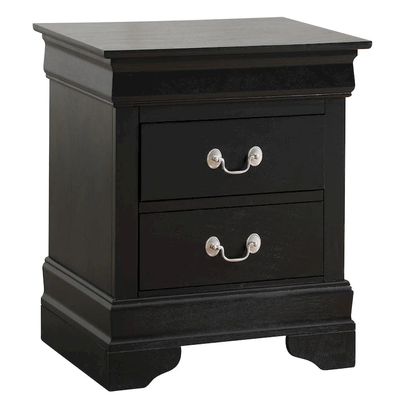 Comodino tradizionale Louis Philippe in legno con 2 cassetti