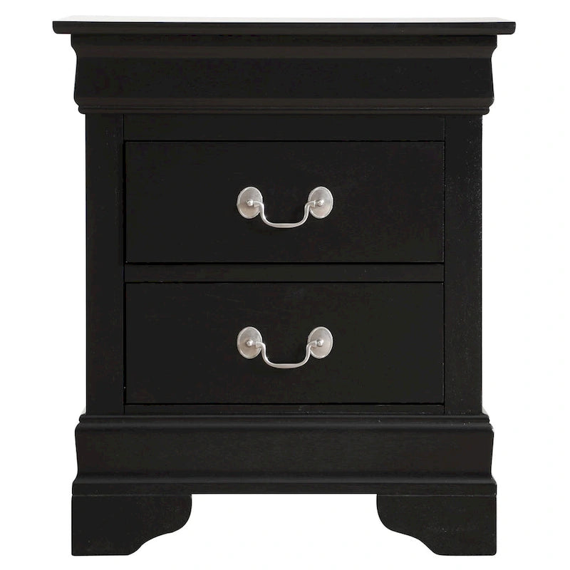 Comodino tradizionale Louis Philippe in legno con 2 cassetti