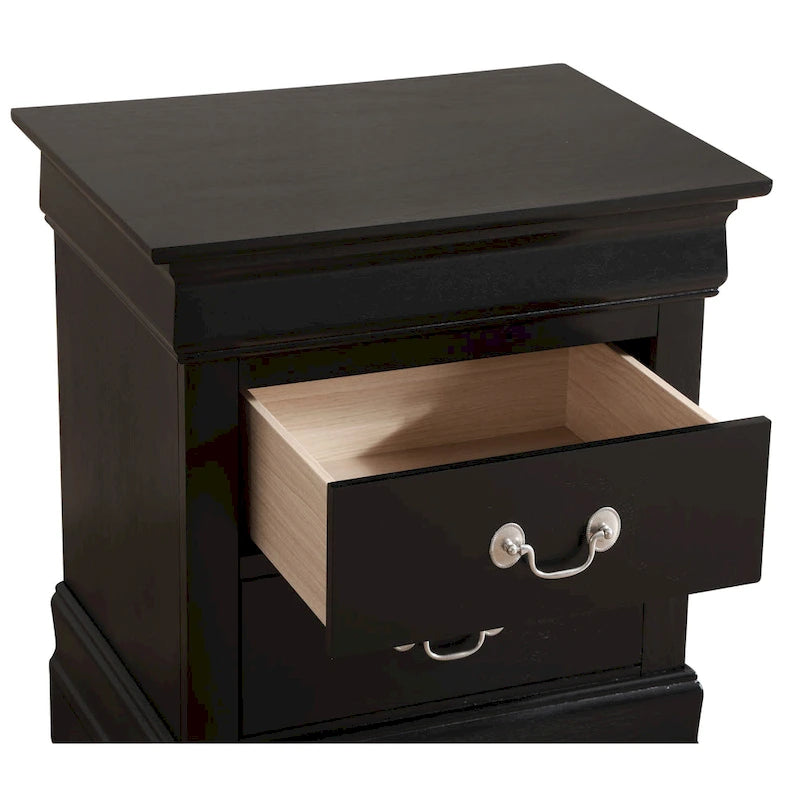 Comodino tradizionale Louis Philippe in legno con 2 cassetti