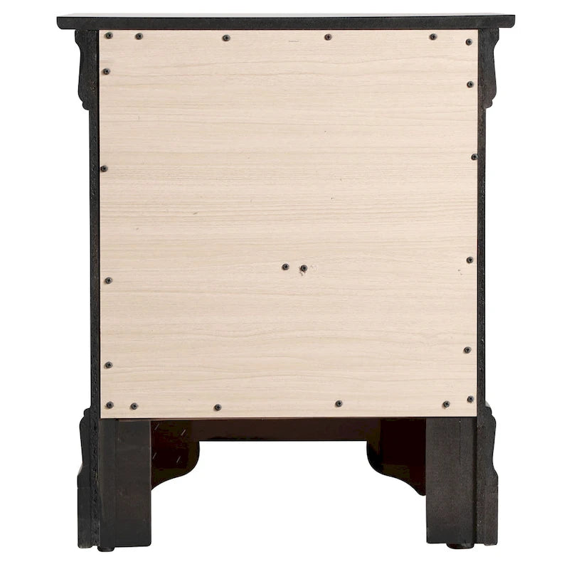 Comodino tradizionale Louis Philippe in legno con 2 cassetti