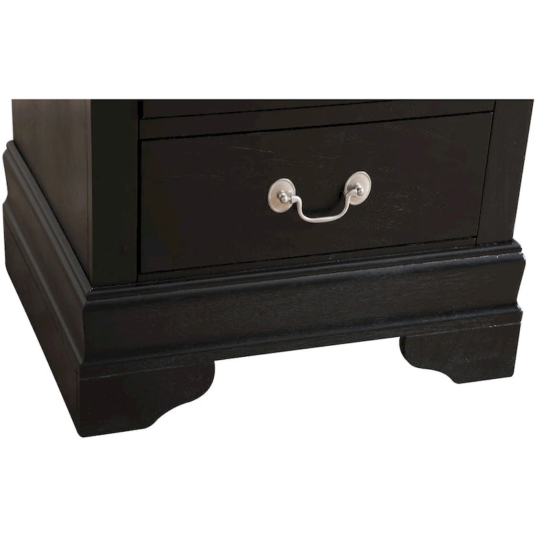 Comodino tradizionale Louis Philippe in legno con 2 cassetti