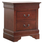 Comodino tradizionale Louis Philippe in legno con 2 cassetti