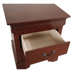 Comodino tradizionale Louis Philippe in legno con 2 cassetti