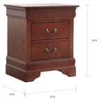 Comodino tradizionale Louis Philippe in legno con 2 cassetti