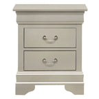 Comodino tradizionale Louis Philippe in legno con 2 cassetti