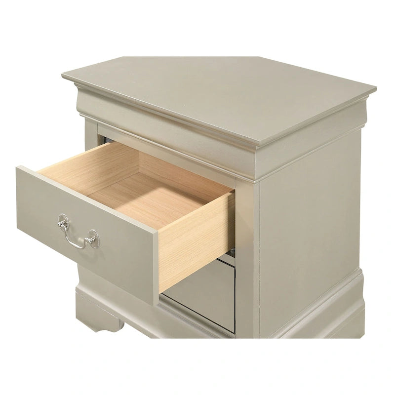 Comodino tradizionale Louis Philippe in legno con 2 cassetti