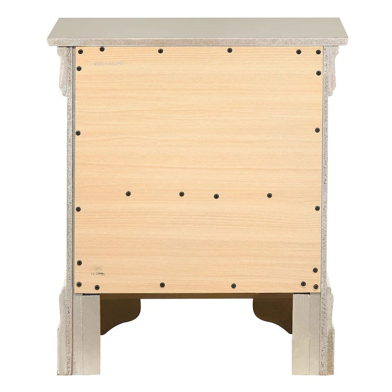 Comodino tradizionale Louis Philippe in legno con 2 cassetti
