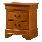 Comodino tradizionale Louis Philippe in legno con 2 cassetti