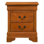 Comodino tradizionale Louis Philippe in legno con 2 cassetti